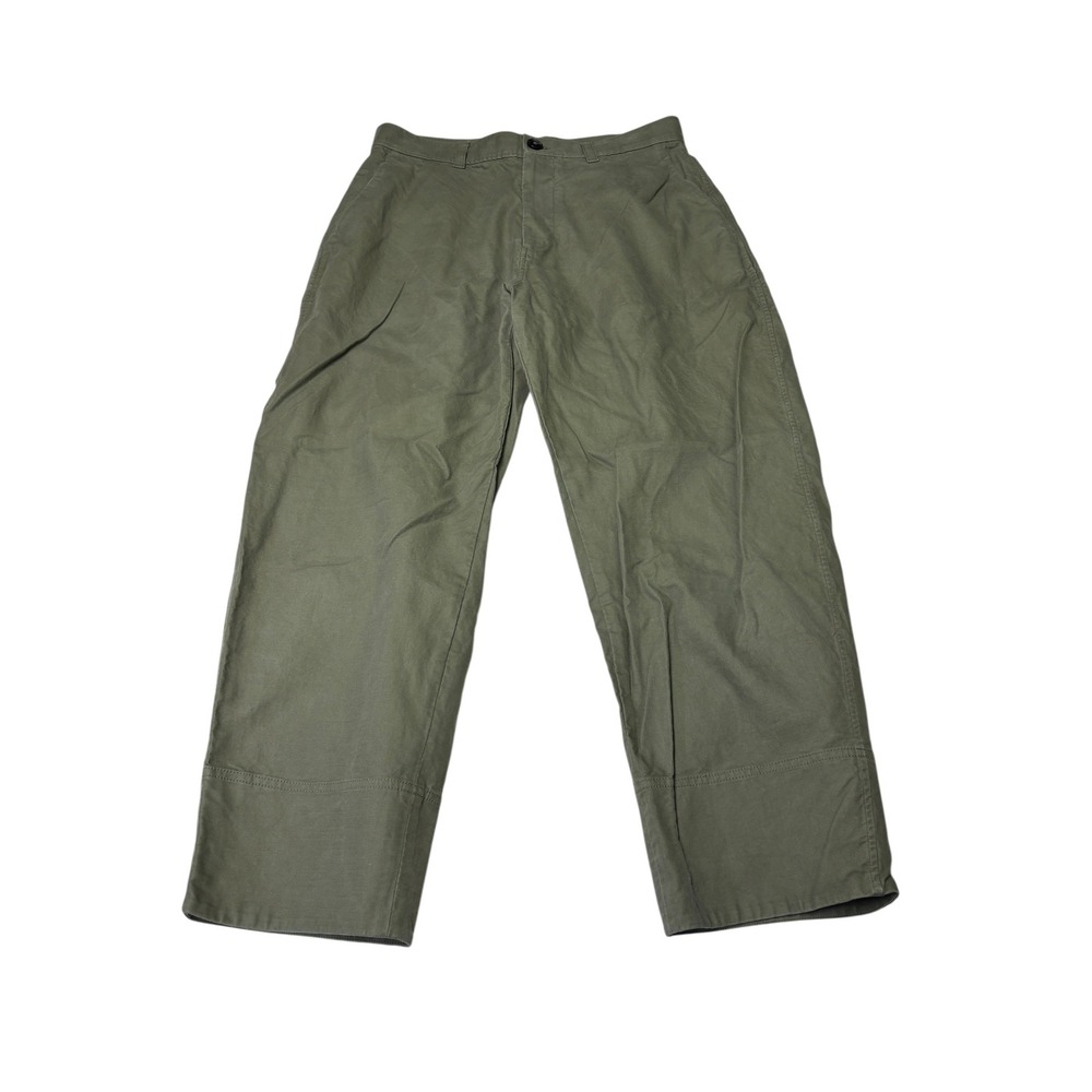 COS Women Olive Green Wide Leg Trousers High Rise Straight Pants 33R x L26